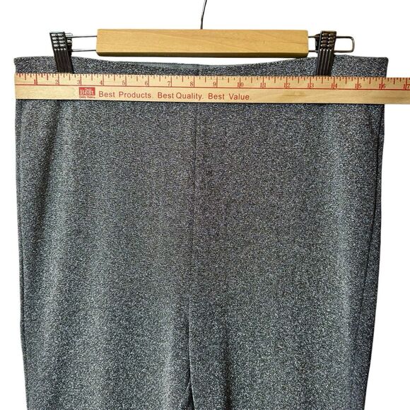 H&M Women’s Flared Dressy Pants Silver Metallic Pull On Size L Party Cocktails - Picture 7 of 11